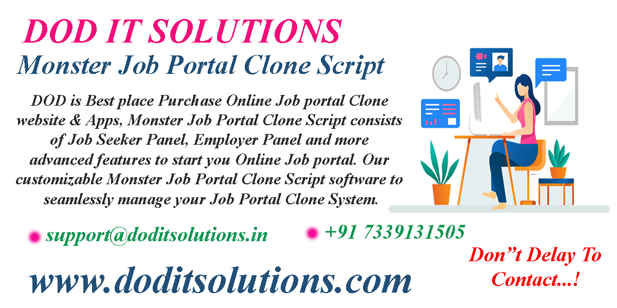 Readymade Monster Job Portal Clone Script - DOD IT SOLUTIONS