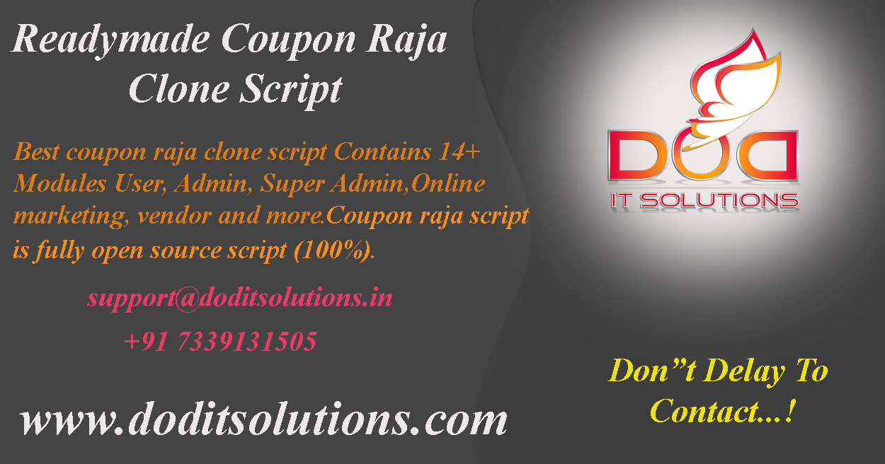 Readymade Best Coupon Raja Clone Script - DOD IT SOLUTIONS