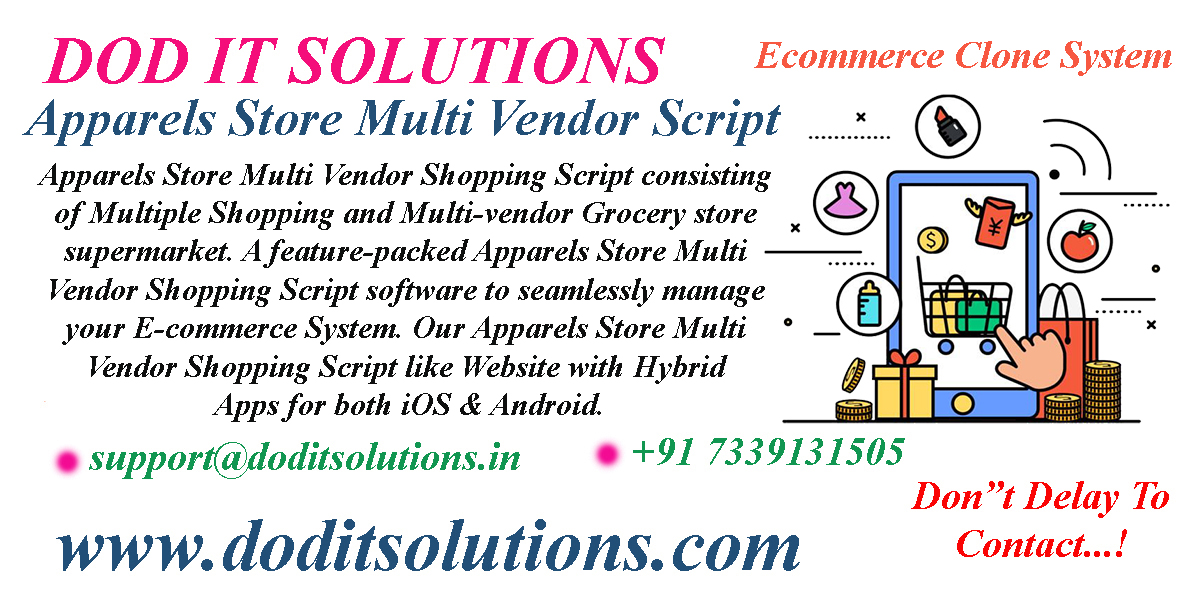 Readymade Apparels Store Multi Vendor Script - DOD IT SOLUTIONS