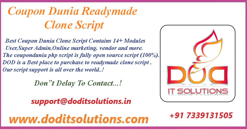 Readymade Best Coupon Dunia Clone Script - DOD IT SOLUTIONS