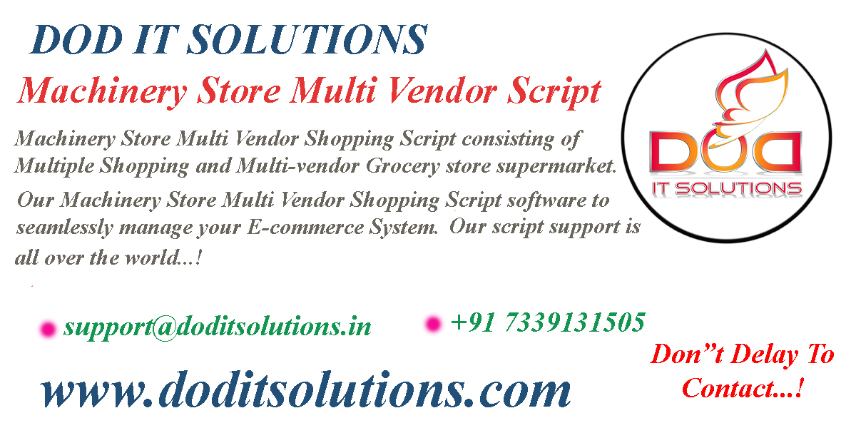 Readymade Machinery Store Multi Vendor Shopping Script - DOD IT SOLUTIONS