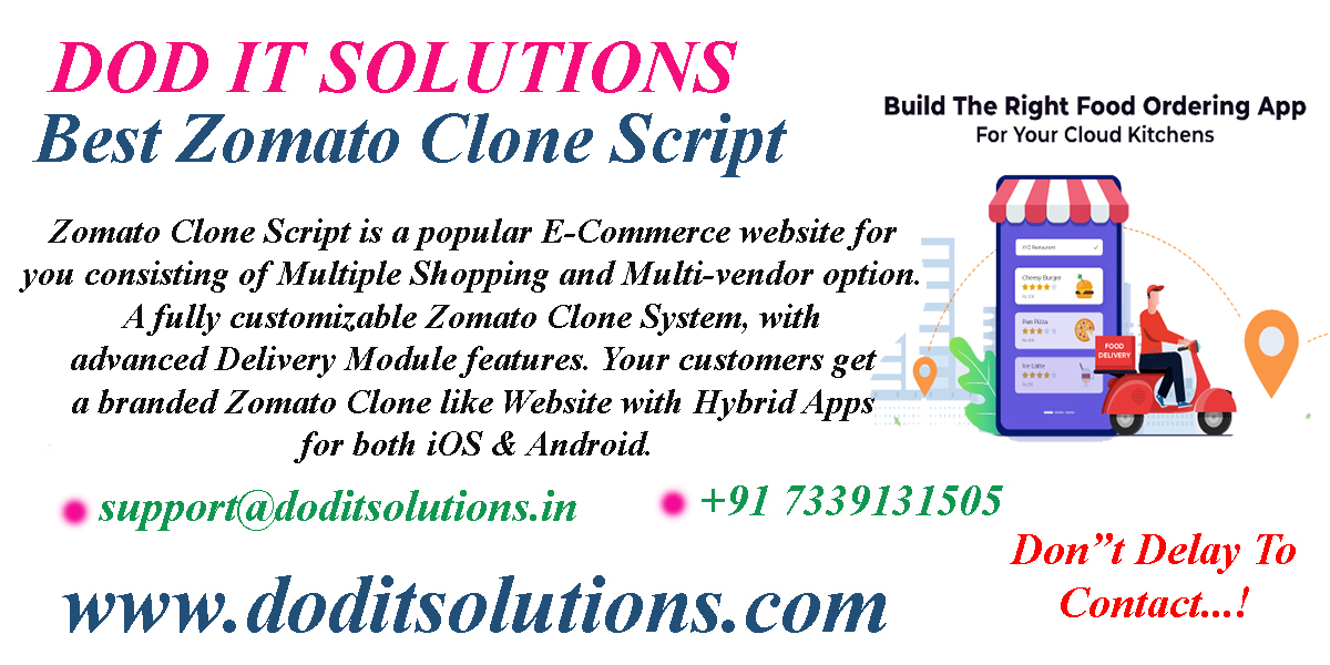 Zomoto Clone ReadyMade Script - DOD IT SOLUTIONS