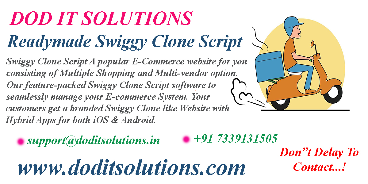 Readymade Best Swiggy Clone System - DOD IT SOLUTIONS