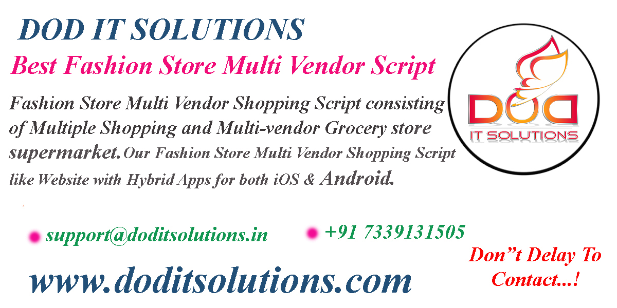 Best Fashion Store Multi Vendor Shopping Script - DOD IT SOLUTIONS