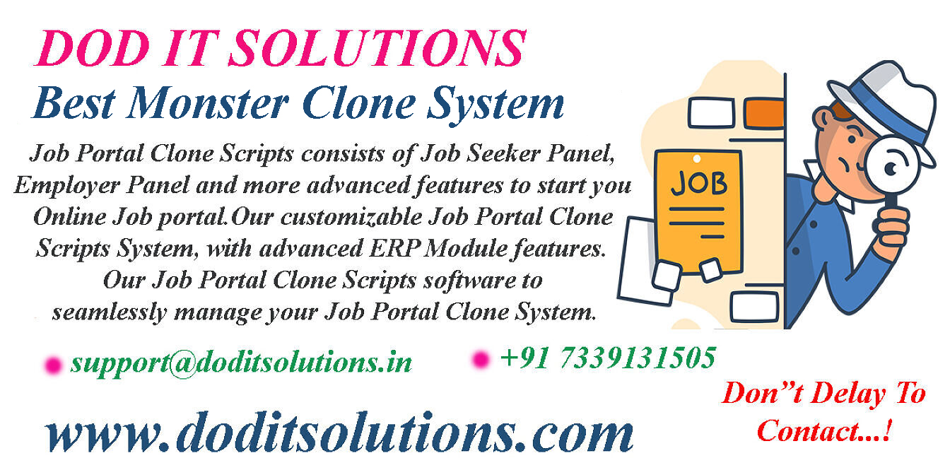 Online Readymade Monster Job Portal Clone System - DOD IT SOLUTIONS