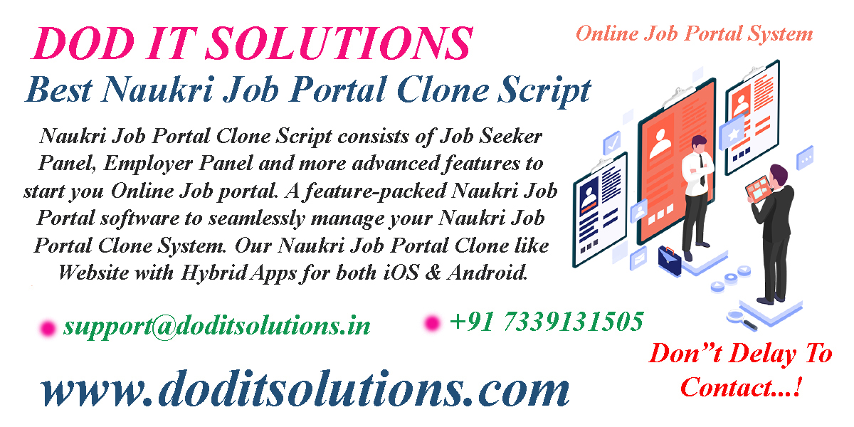 Readymade Naukri Job Portal Clone System - DOD IT SOLUTIONS
