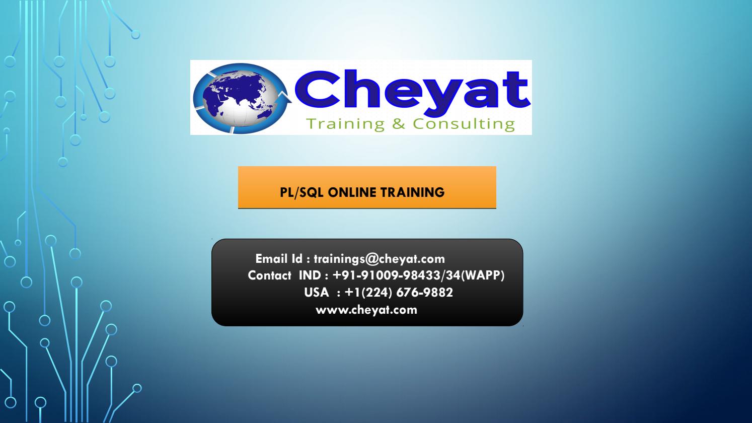 Oracle PLSQL Online Training - cheyat tech