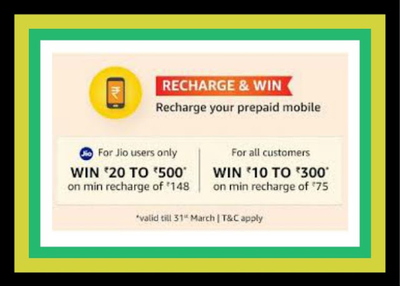 The Bumper Recharge Cash Back Up to $500 On 149+ On JIO For Amazon Site