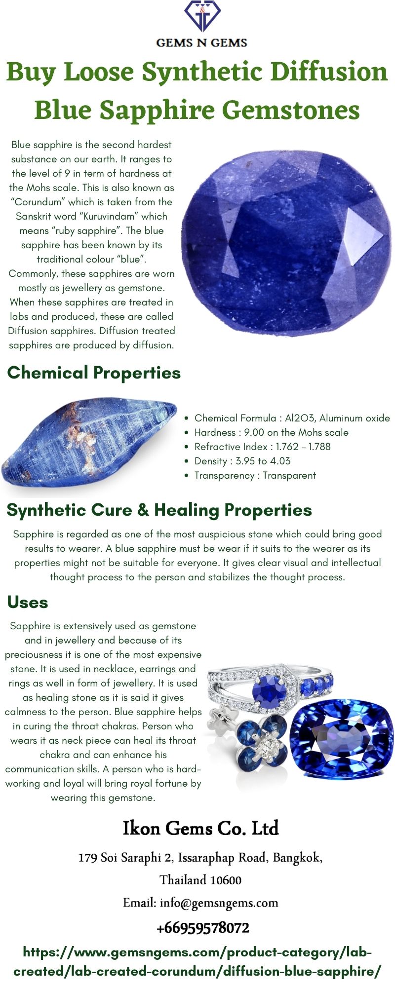 Buy Loose Synthetic Diffusion Blue Sapphire Gemstones