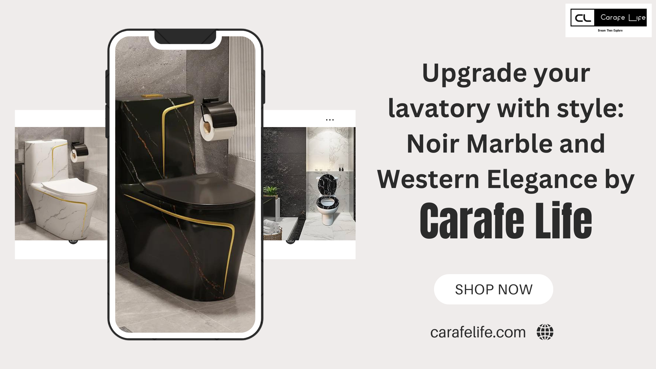 Upgrade your lavatory with style: Noir Marble and Western Elegance by Carafe Life