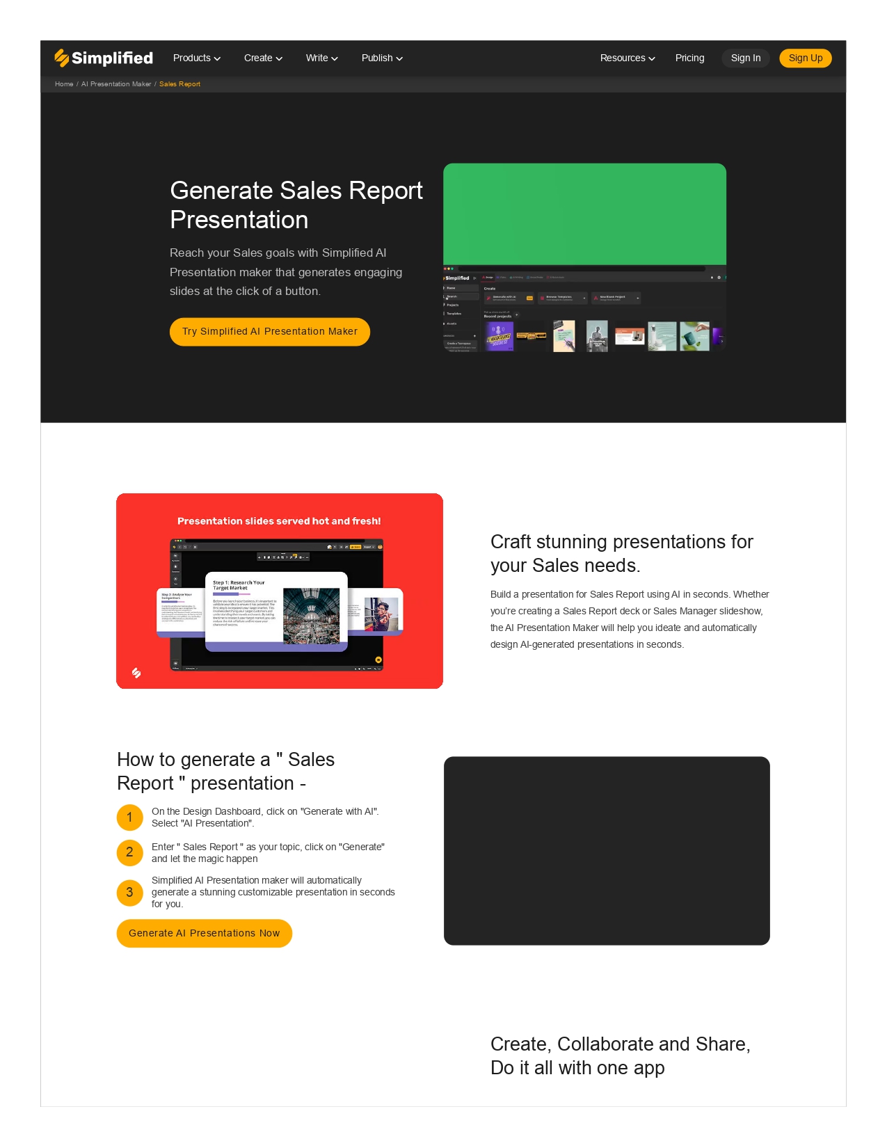Generate Sales Report Presentation