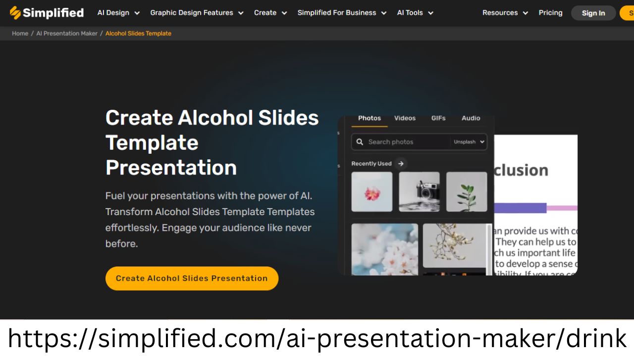 Create Alcohol Slides Template Presentations Online for Free with Simplified