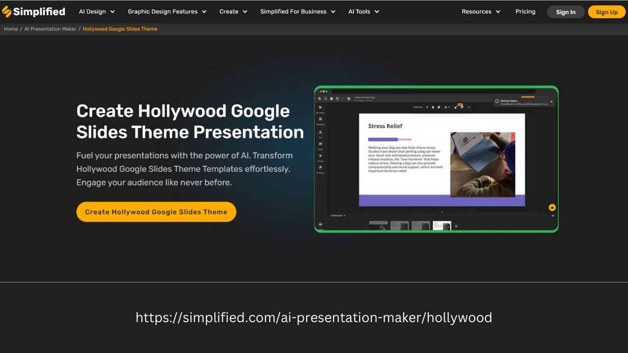 Free Online Hollywood Google Slides Theme Presentation Creator: Simplified Makes It Easy