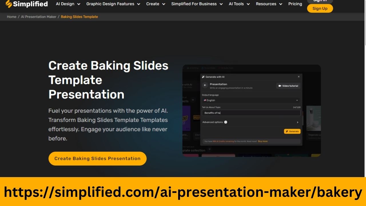 Create Baking Slides Template Presentation Online for Free| simplified