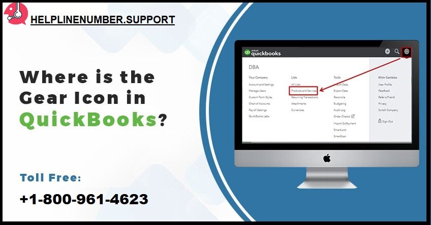Where is the Gear icon in QuickBooks?
