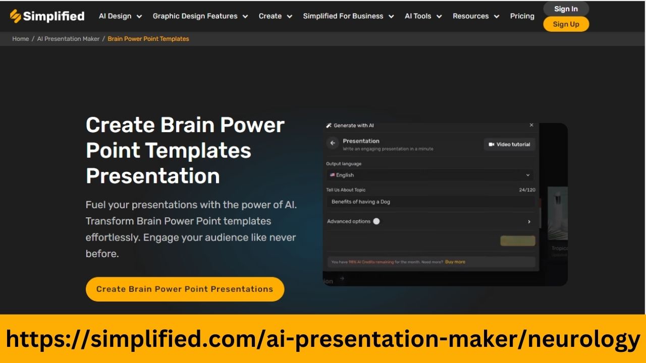 Create Brain PowerPoint Templates Presentation Online for Free | simplified