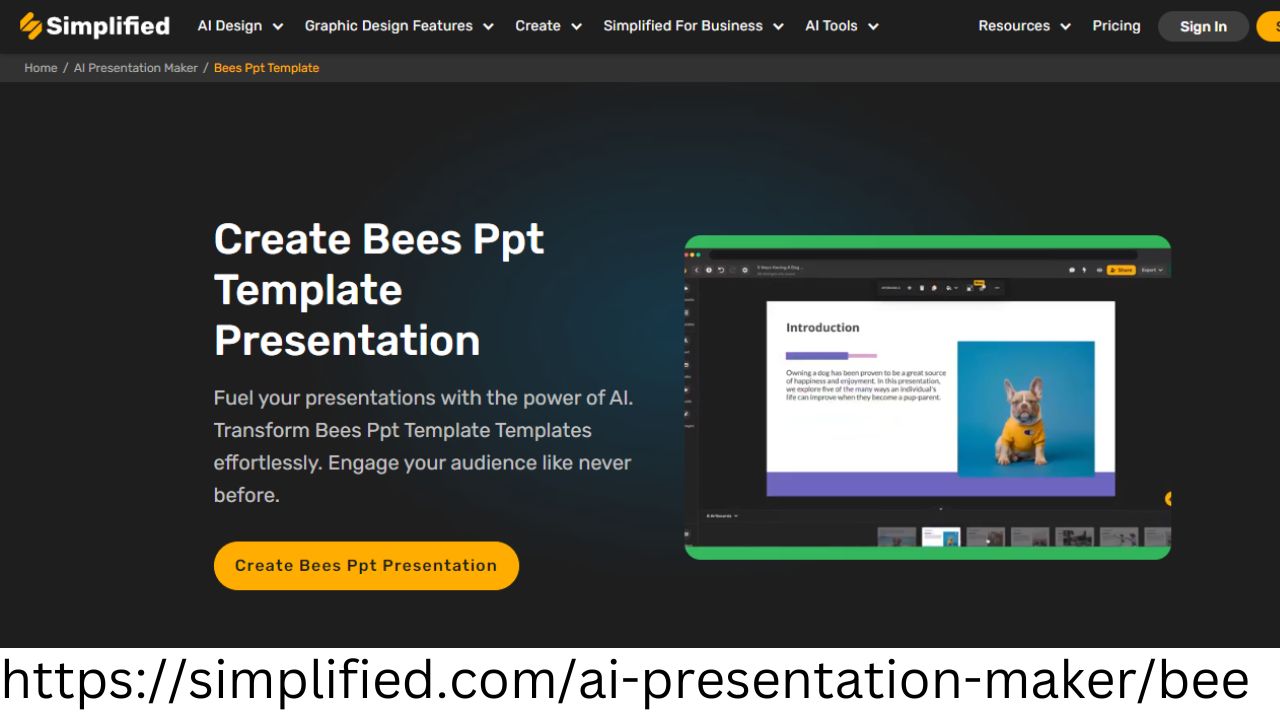 Create Bees PPT Template Presentations Online for Free with Simplified