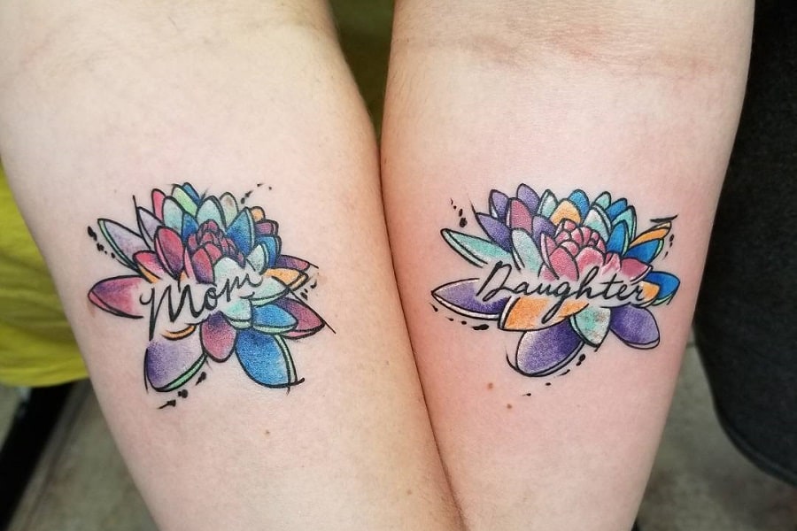 Cute Mother And Daughter Tattoos Design