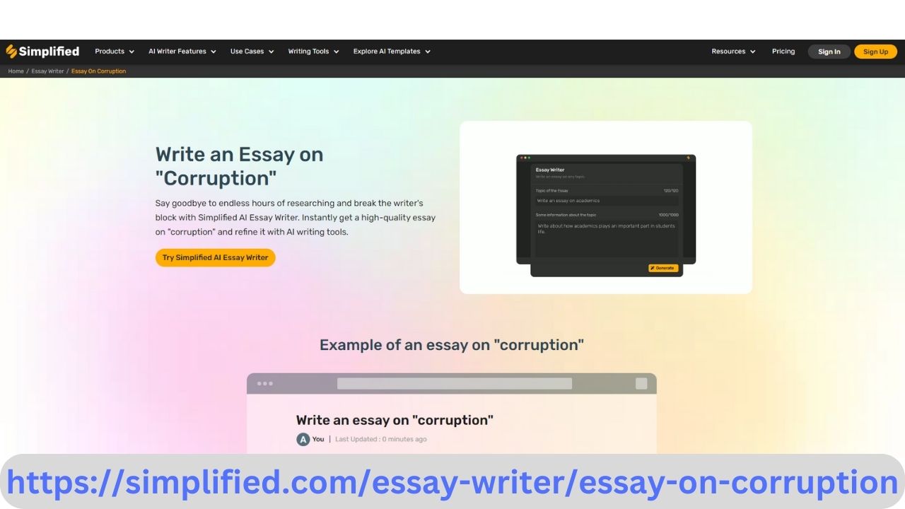 Simplified Free Online Corruption Essay Writer: Expose the Dark Side