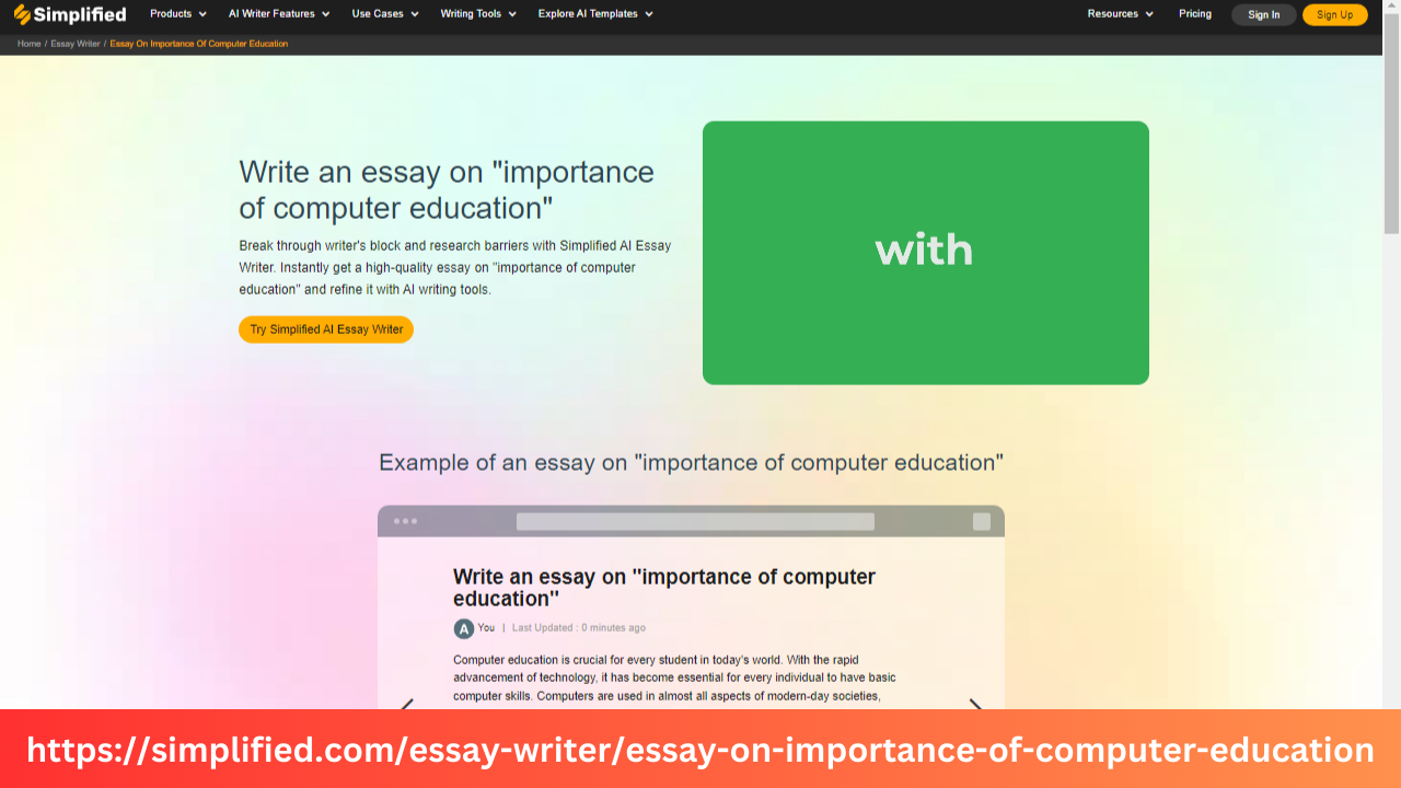 Importance of Computer Education Essay Writer