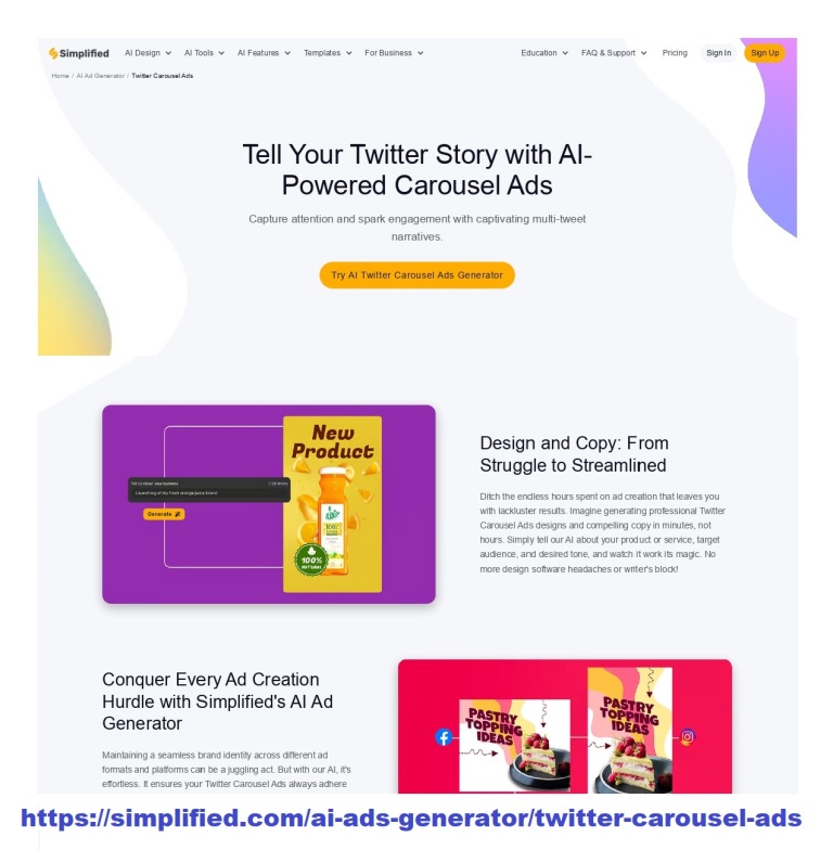 Generate Stunning Carousel Ads with Simplified's AI Twitter Carousel Ads Generator