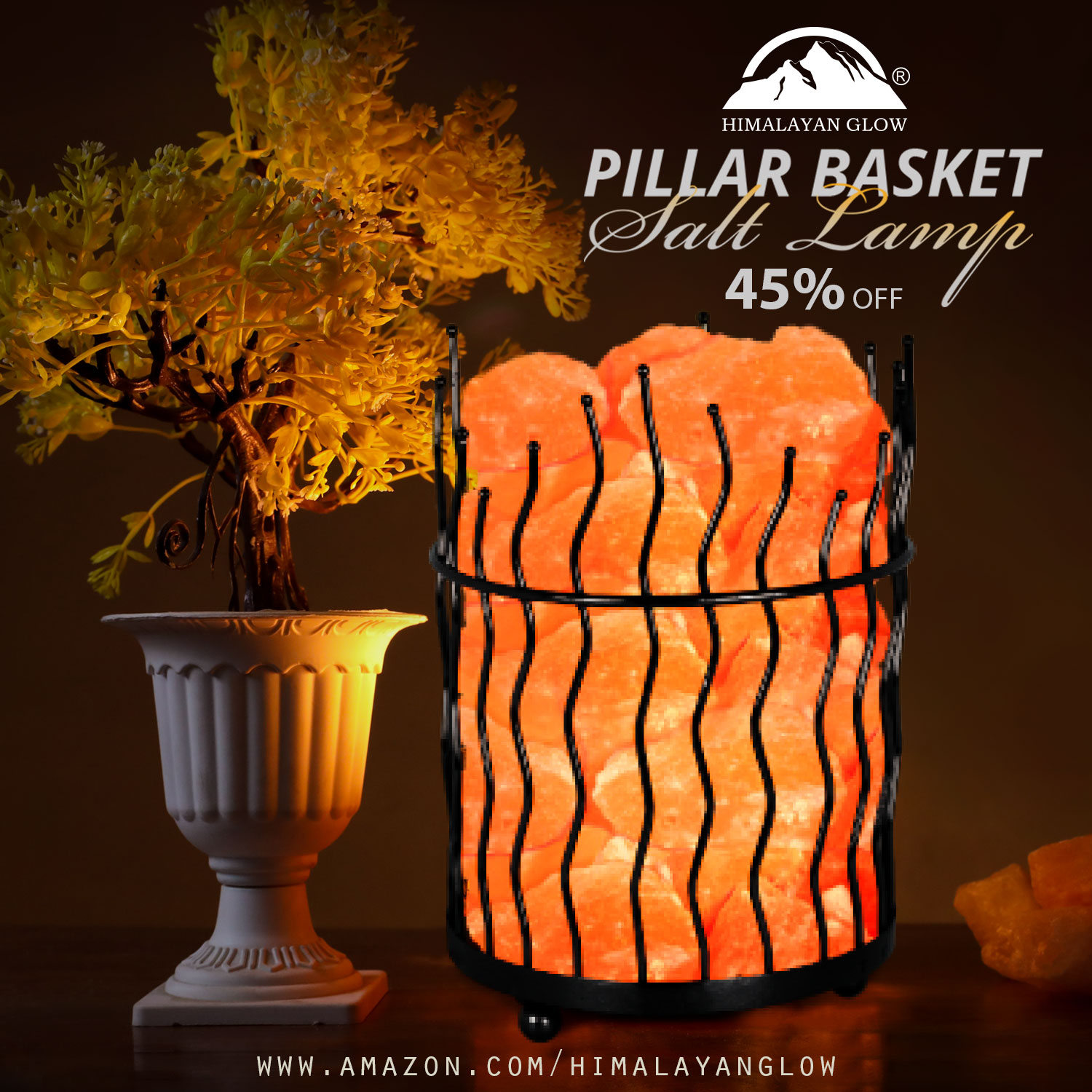 Himalayan Glow Pillar Basket salt lamp Christmas Sale