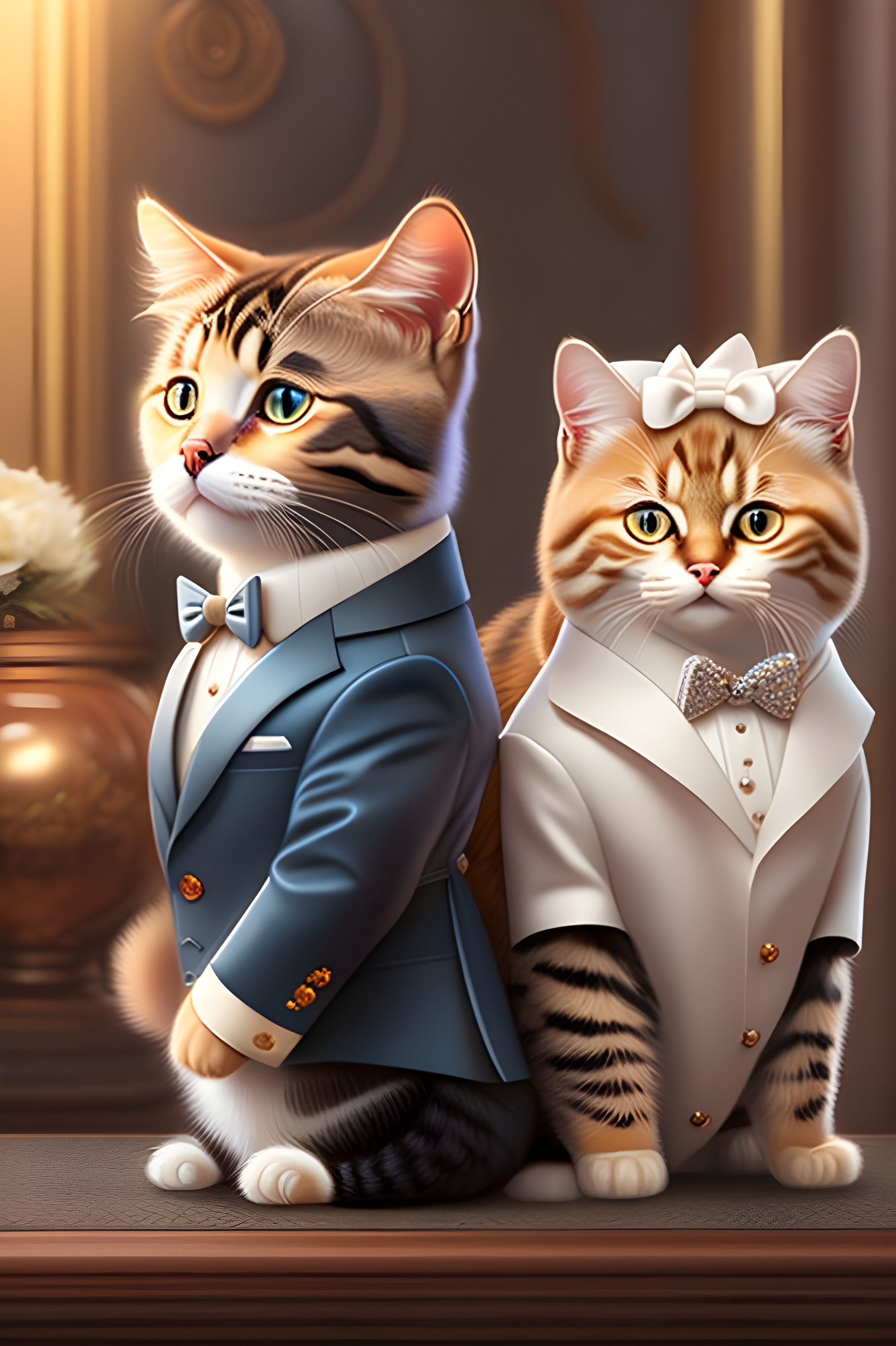 Cats in wedding suits