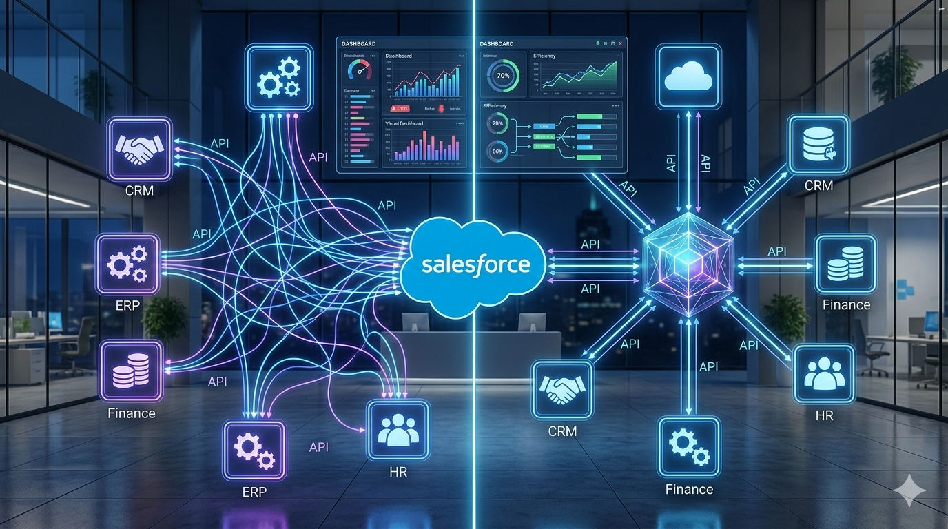 Point-to-Point vs Hub-and-Spoke Salesforce Integrations