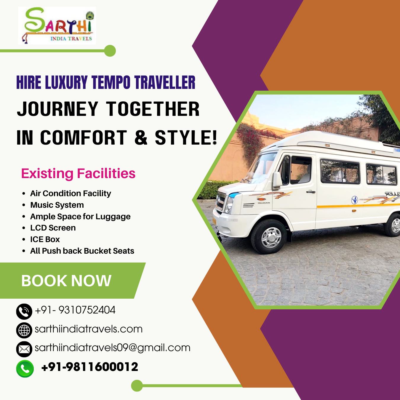 HIRE TEMPO TRAVELLER ON RENT FOR OUTSTATION