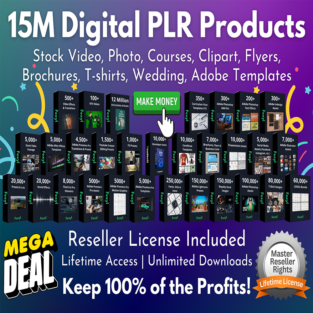 Mega Digital Products PLR Bundle: 15+ Million Files