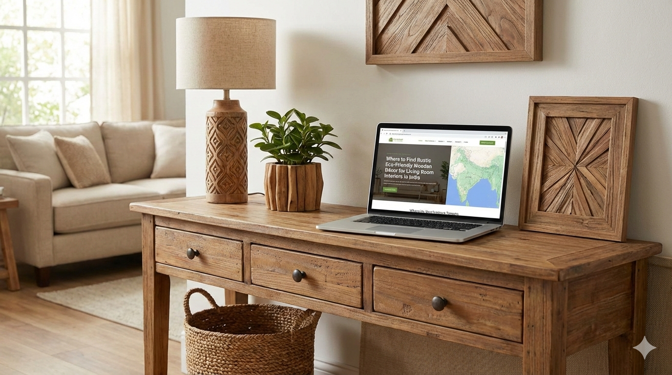 Where to Find Rustic Eco-Friendly Wooden Décor for Living Room Interiors in India