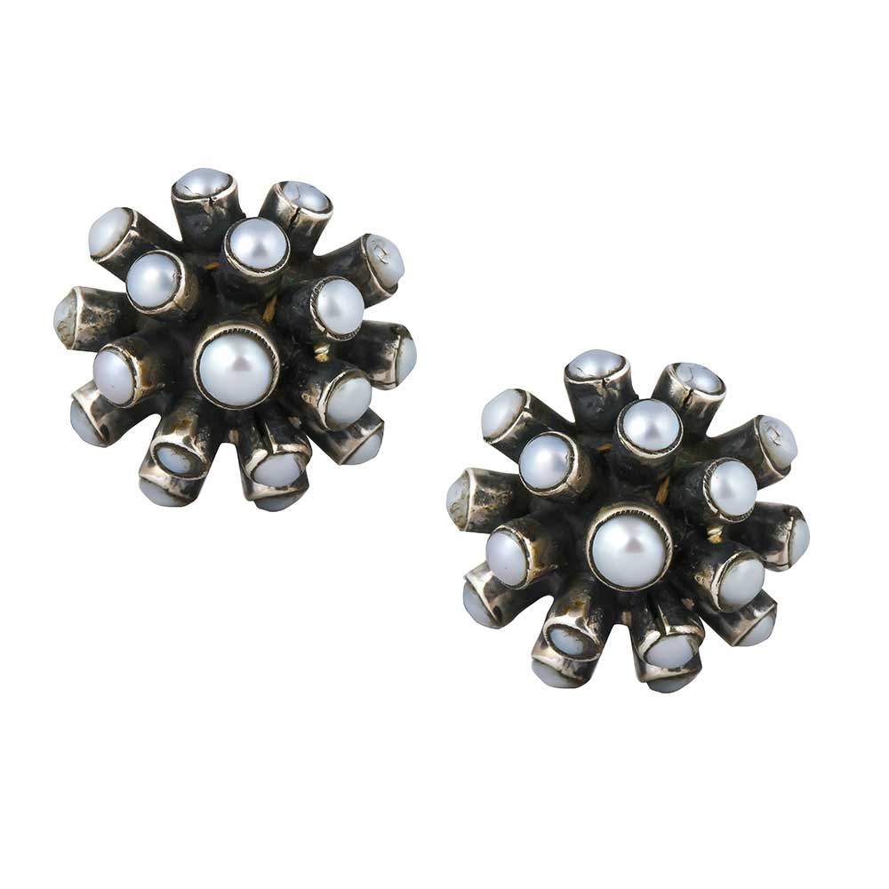 White stone silver ear stud