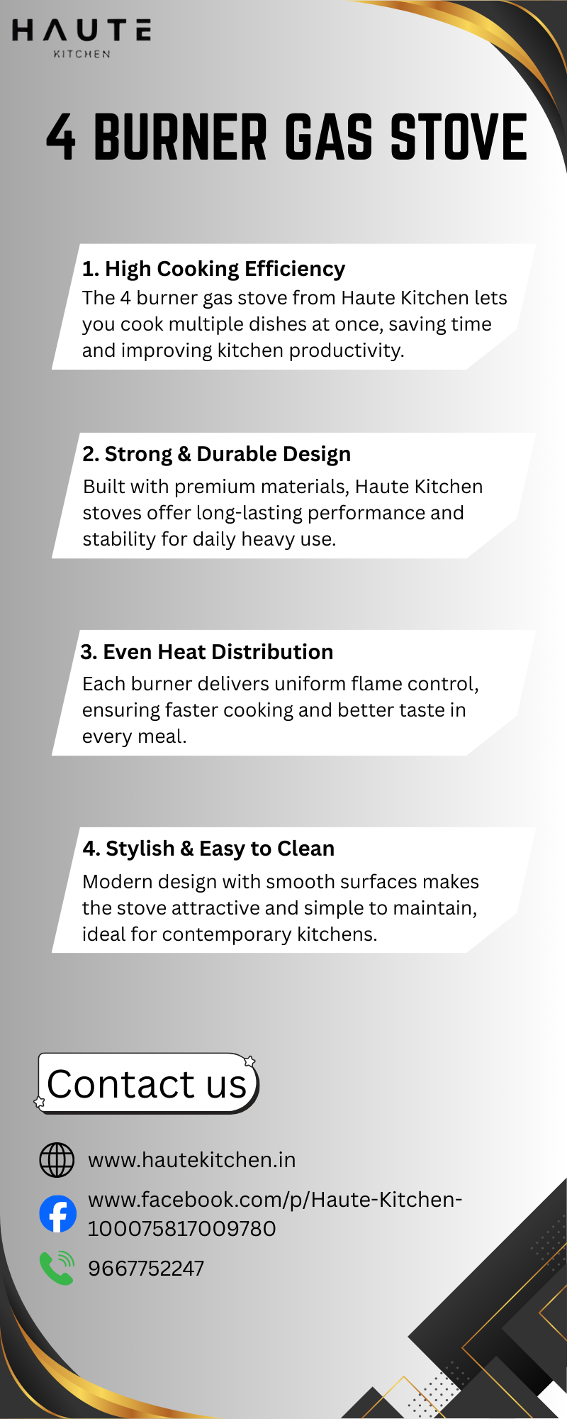 Premium 4 Burner Gas Stoves for Modern Kitchens | Haute Kitchen