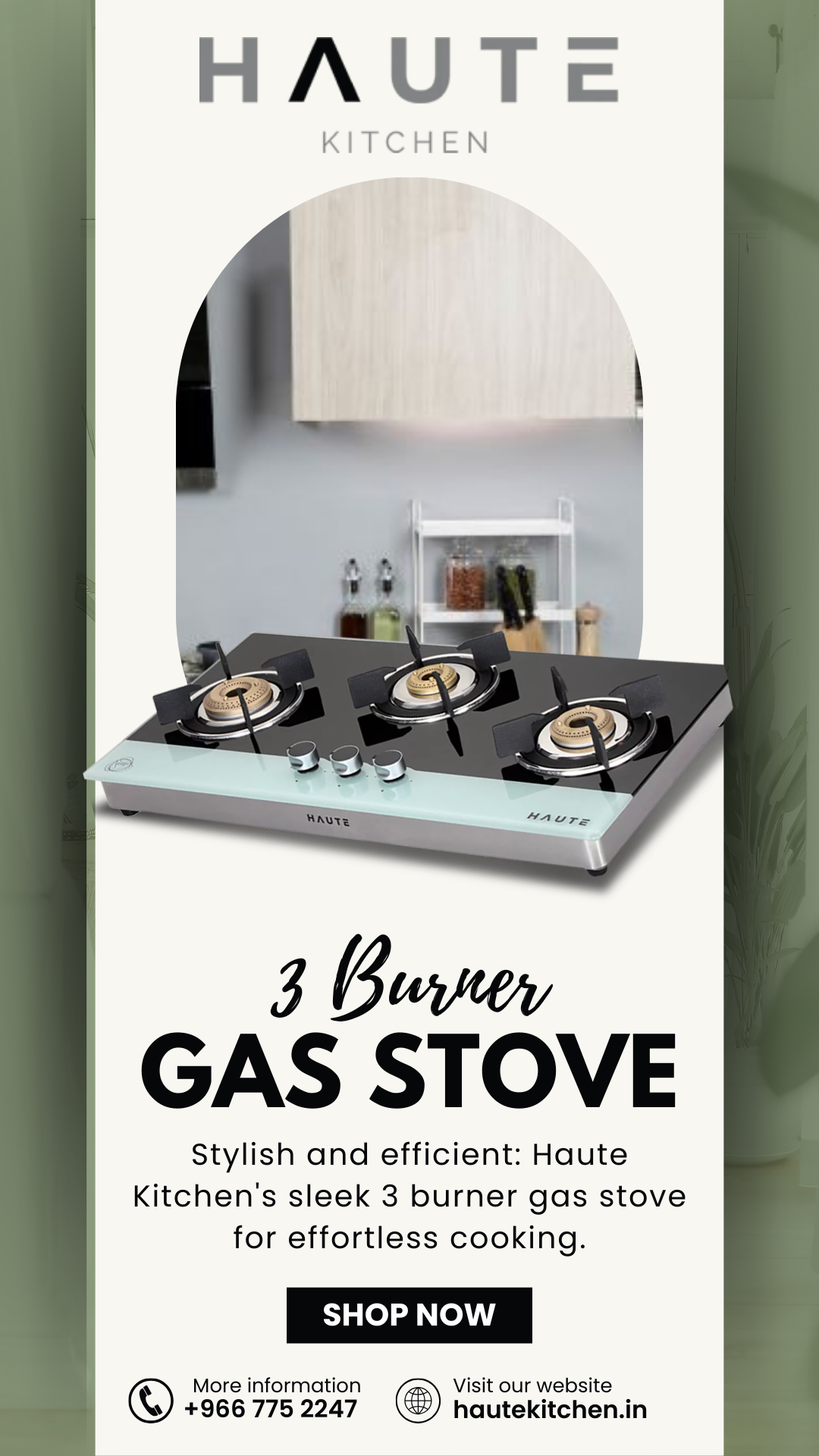 Elevate Your Kitchen with Haute Kitchen's 3 Burner Gas Stove