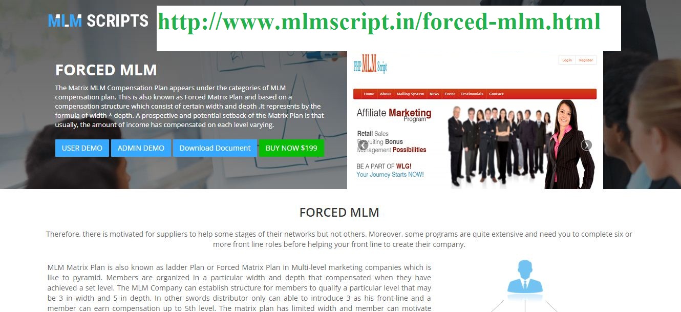 MLM forced matrix - Forced matrix compensation plan