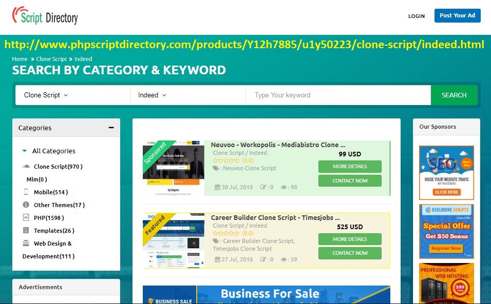 Indeed script - Online Job Search Script