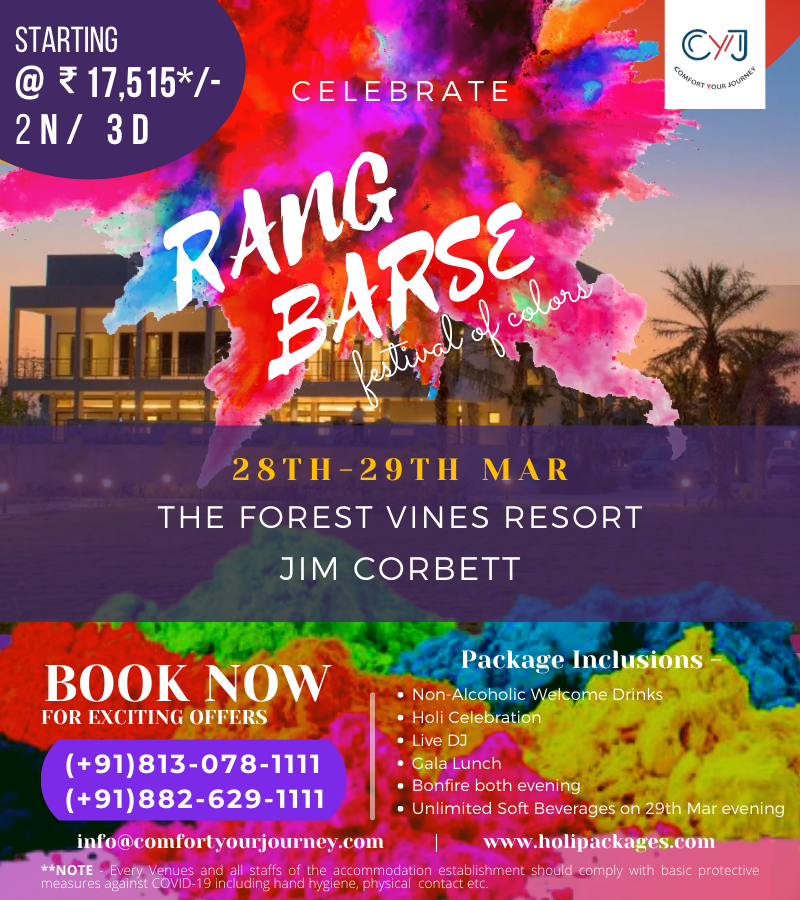 Holi Celebration Packages in The Forest Vines Resort Jim Corbett