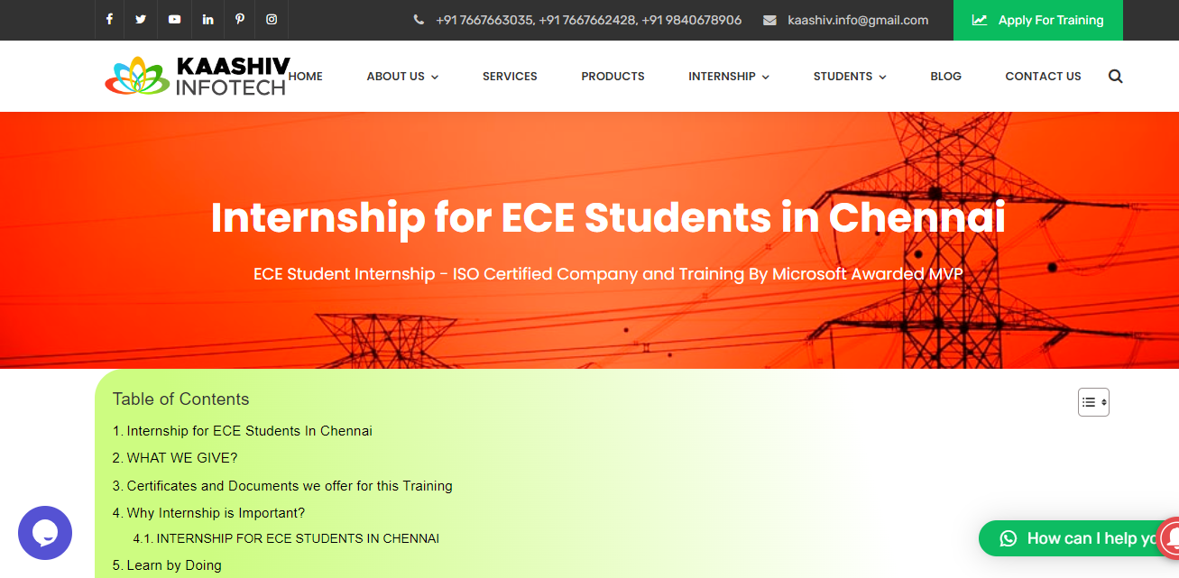 internship for ece students in chennai