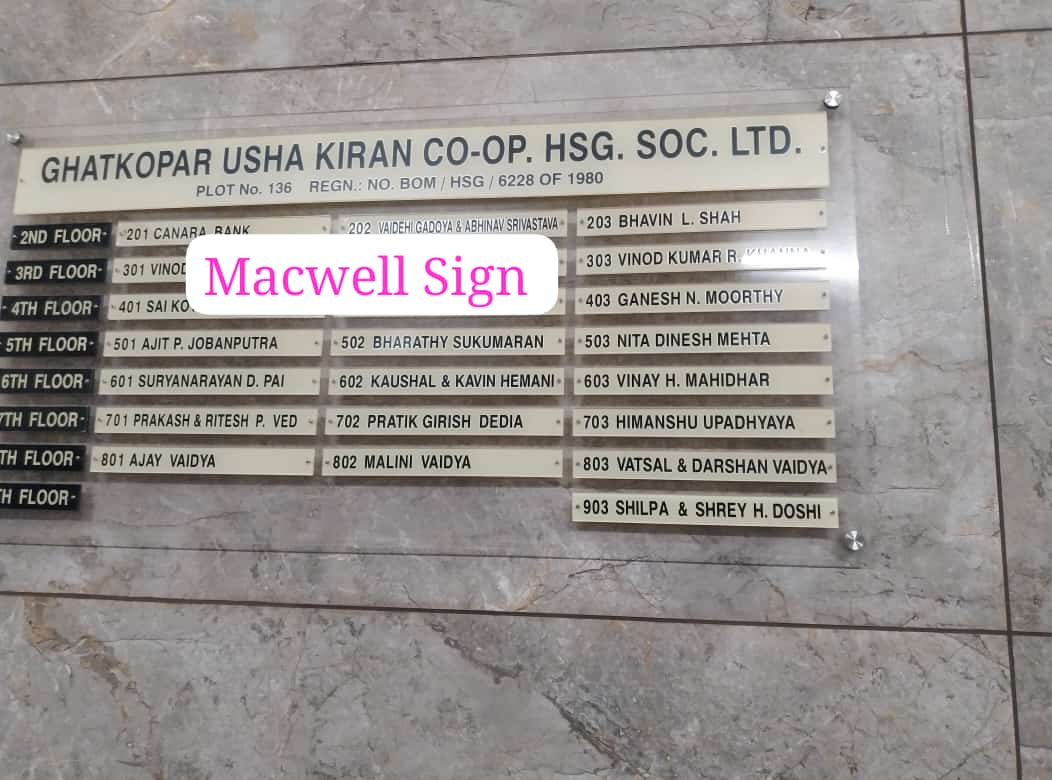 Macwell Sign Directory Nameboard — Clear, Stylish & Durable Signage