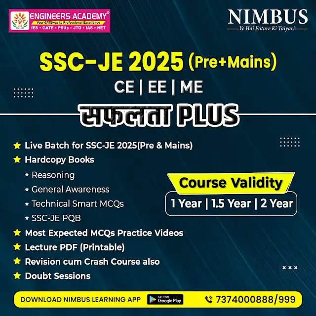 SSC JE Electrical, Mechanical & Civil Online Coaching: Ace Your Exam with Nimbus Learning