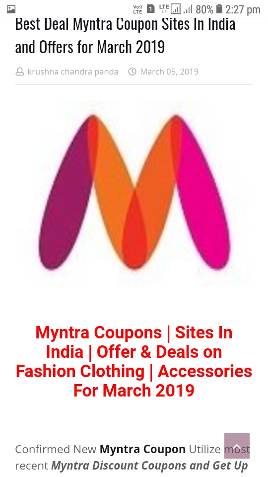 Best Deal Myntra Coupon Sites In India and Offers for March 2019