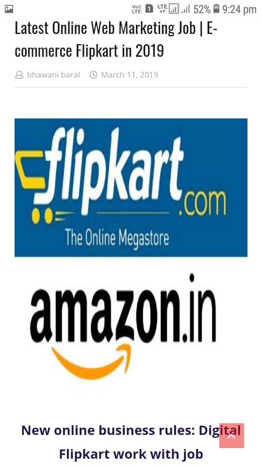 Latest Online Web Marketing Job | E-commerce Flipkart in 2019