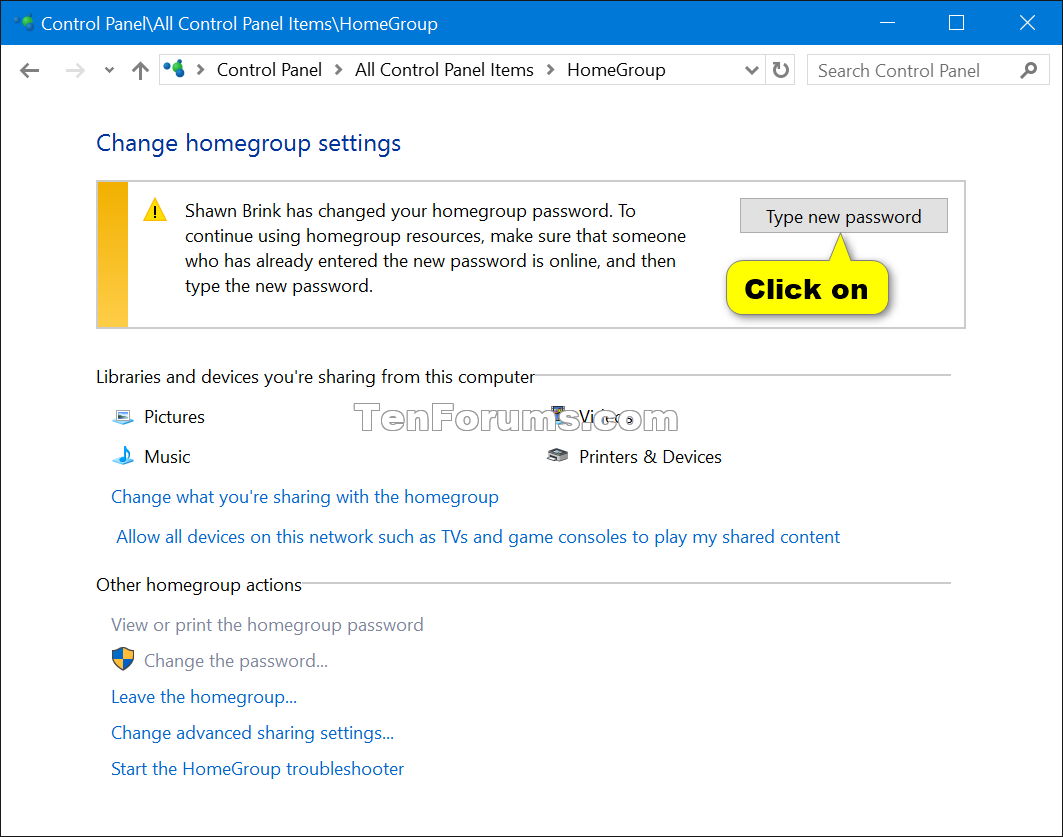 How to Change HomeGroup Password in Windows 10