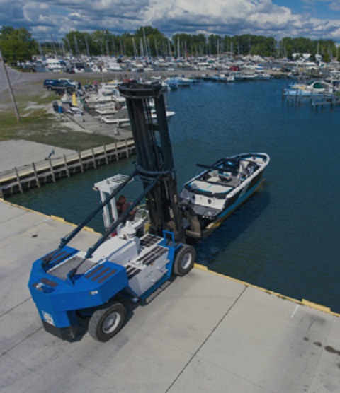 Boat docks in lake Erie