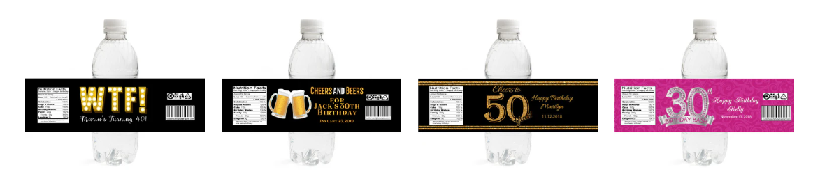 Birthday and Wedding Candy Bar Wrappers, Unique Water Bottle Labels