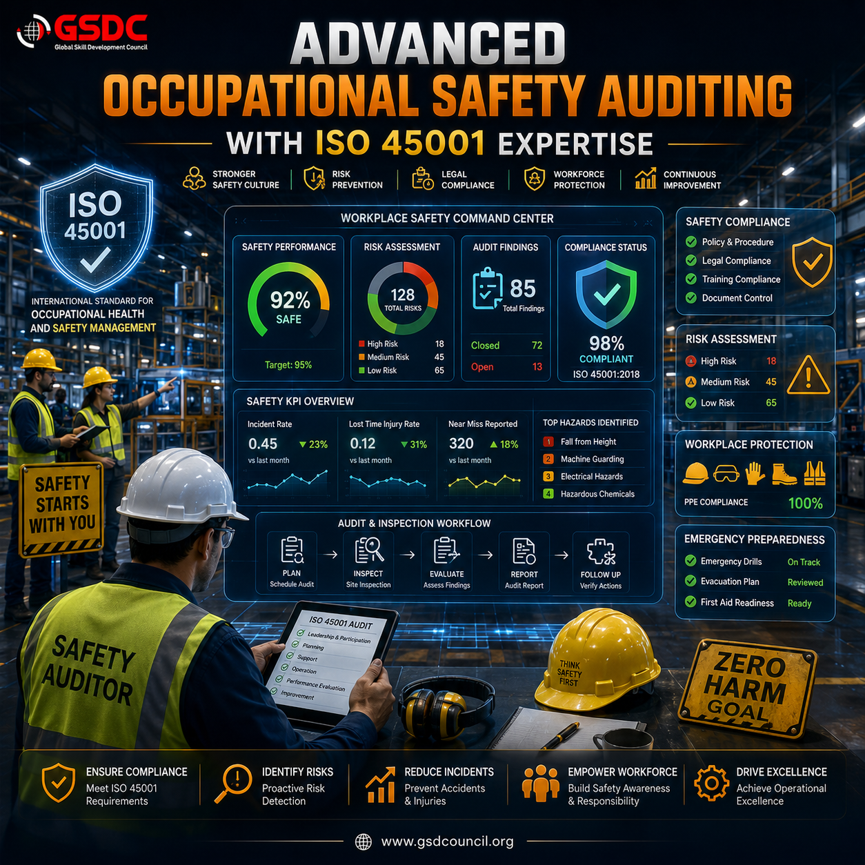 Advanced Occupational Safety Auditing with ISO 45001 Expertise