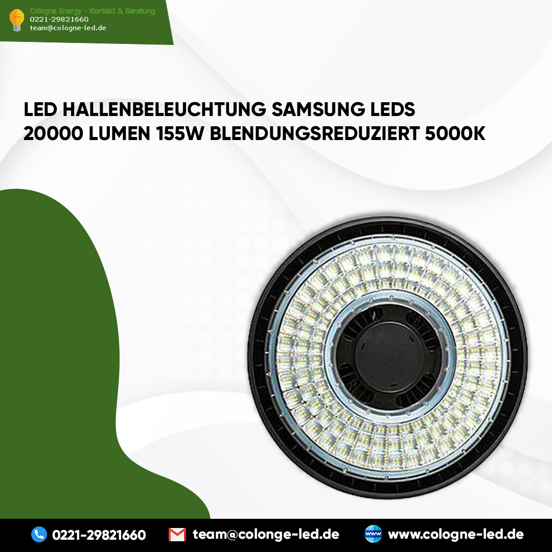 LED Hallenbeleuchtung Samsung LEDs 20000 Lumen 155W Blendungsreduziert 5000K