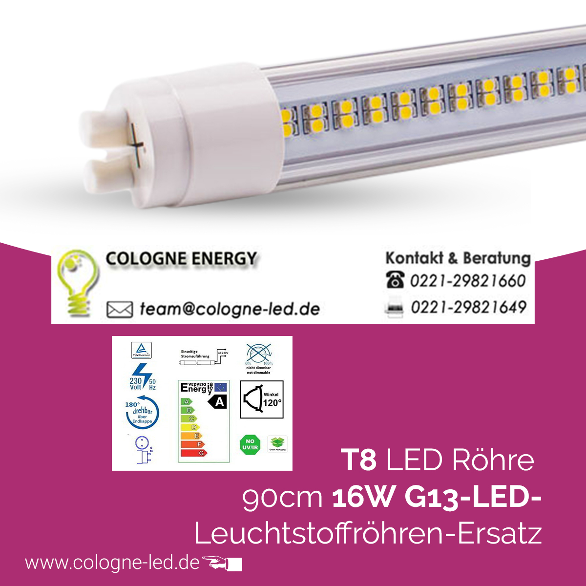 T8 LED tube 90cm 16W G13 LED fluorescent tube replacement