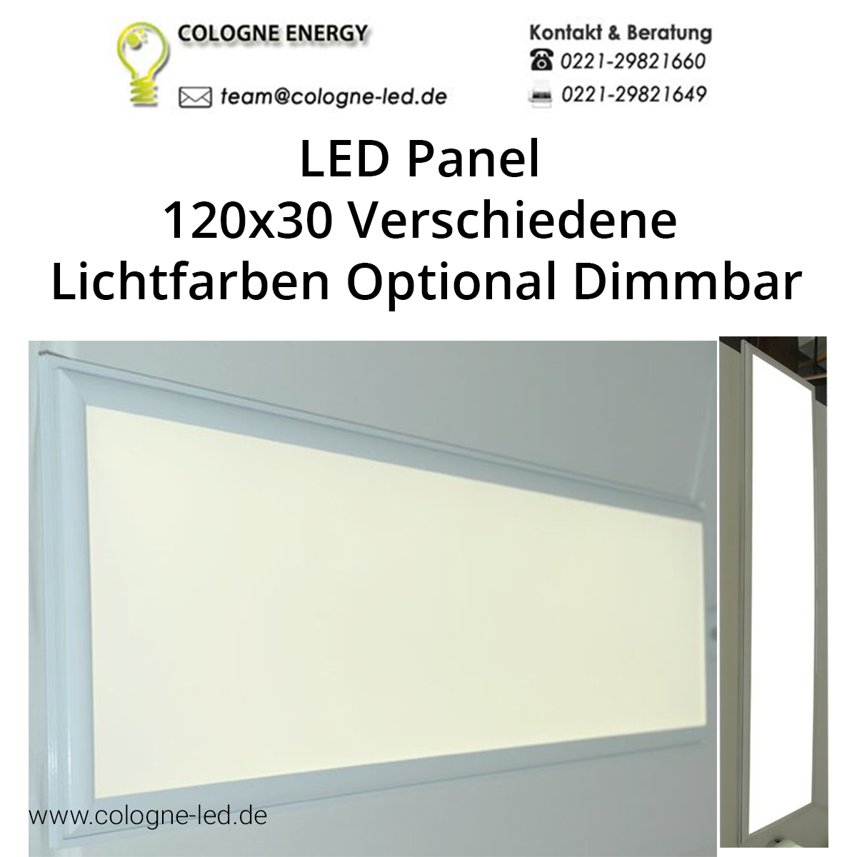 LED Panel 120x30 different light colors optional dimmable