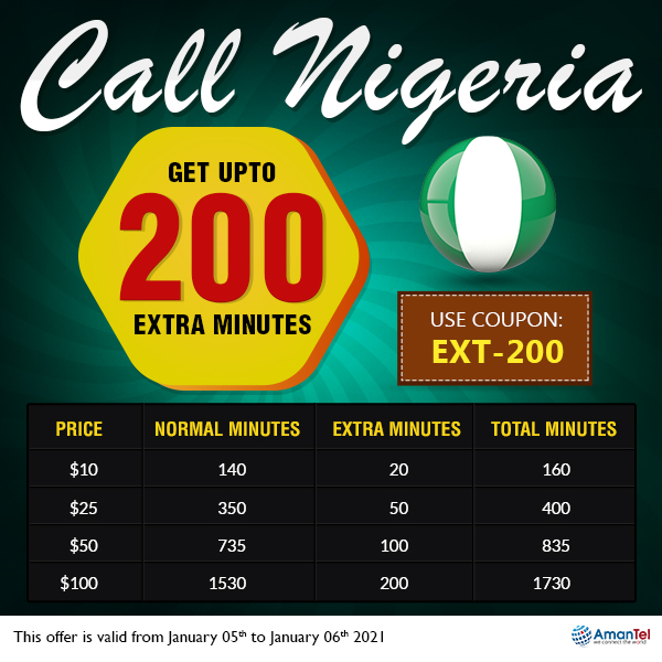 Make Cheap International Calls to Nigeria from USA with AmanTel